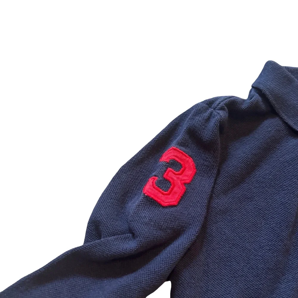 Ralph Lauren Kids Navy Blue Long Sleeve Polo Shirt Red Pony Logo 24M